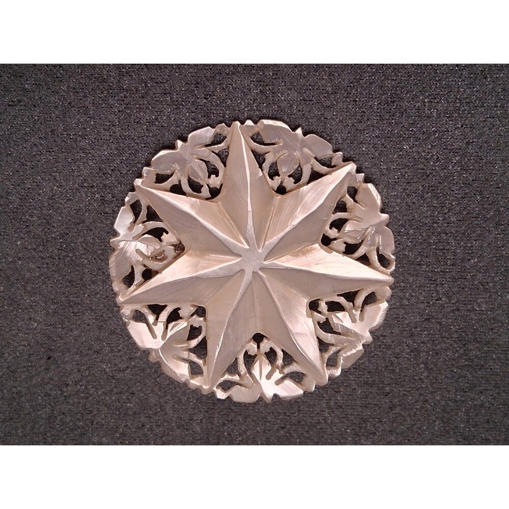 Vintage Bethlehem Star Carved Mother of Pearl Brooch
